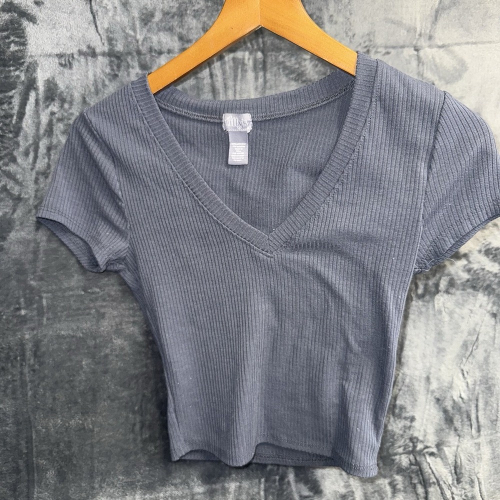 Women's Tillys Blue/gray Crop Top Shirt Size Extra Small 040